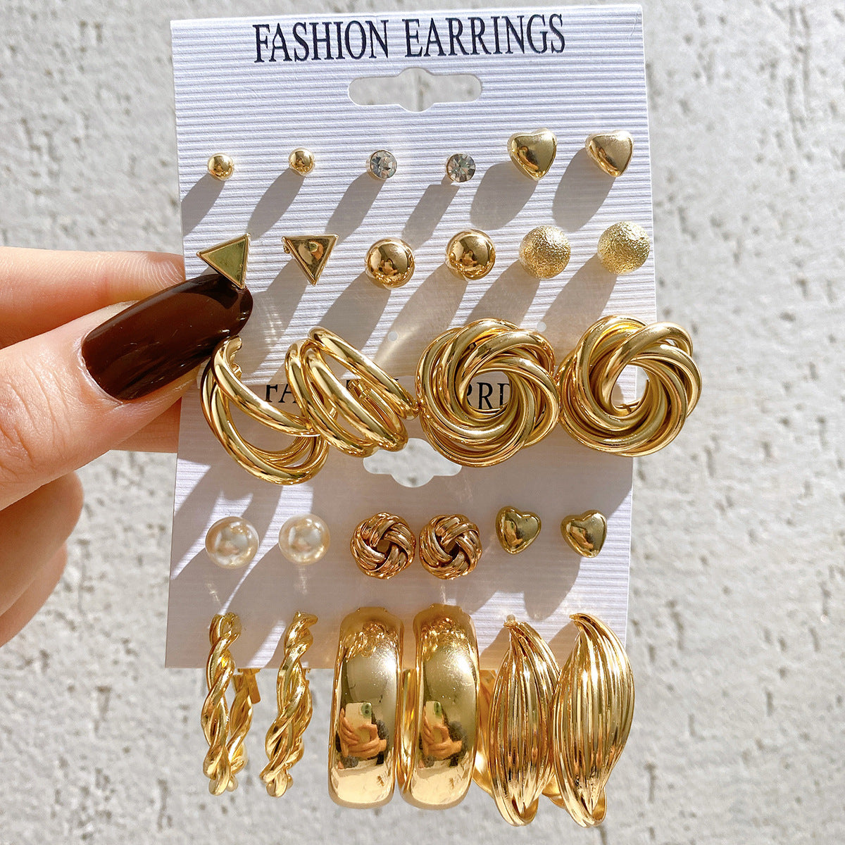 Metal Hoop Earrings Set 6 Pieces