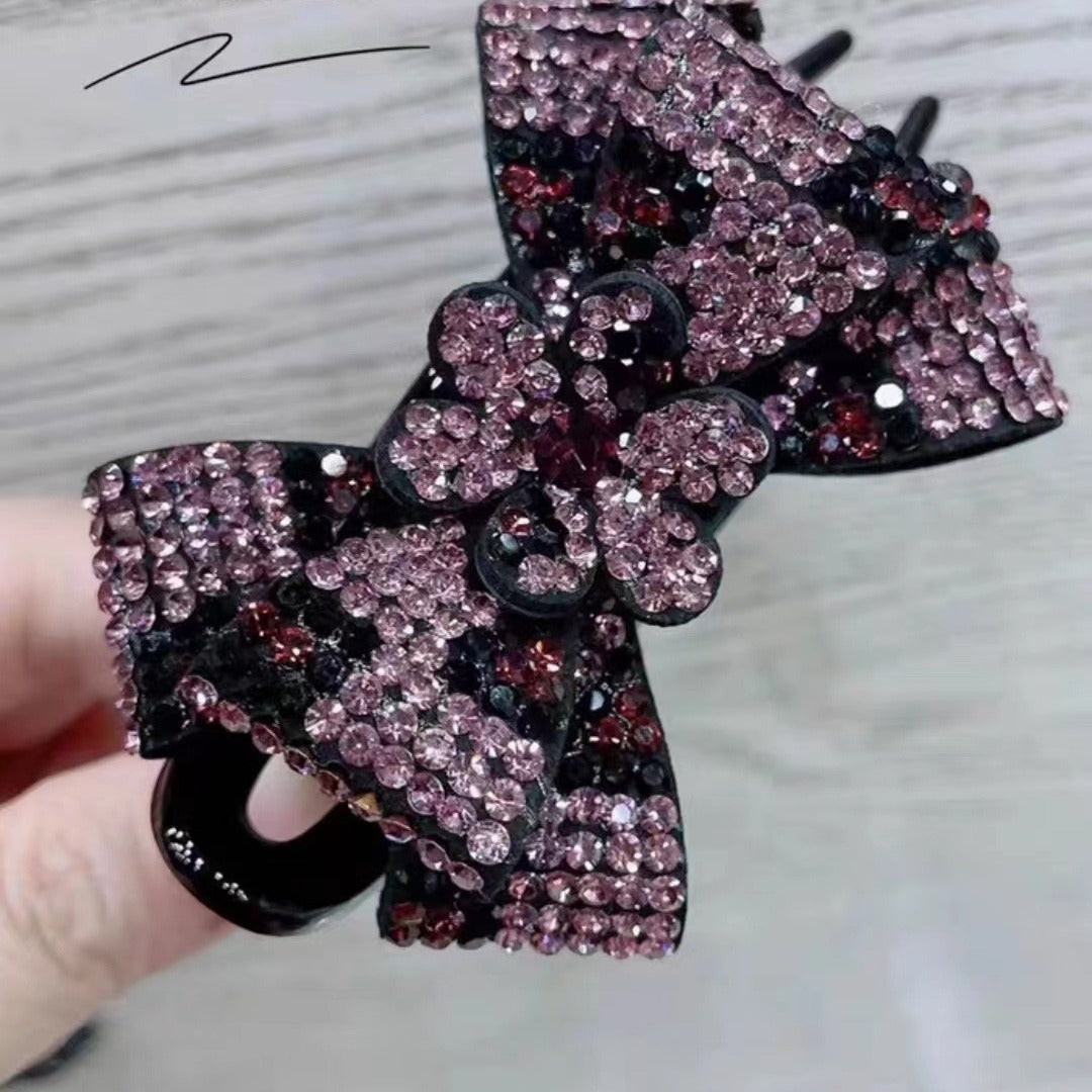 Accesorio para el cabello con pinza de tres dientes y diseño de mariposa con estampado de leopardo 