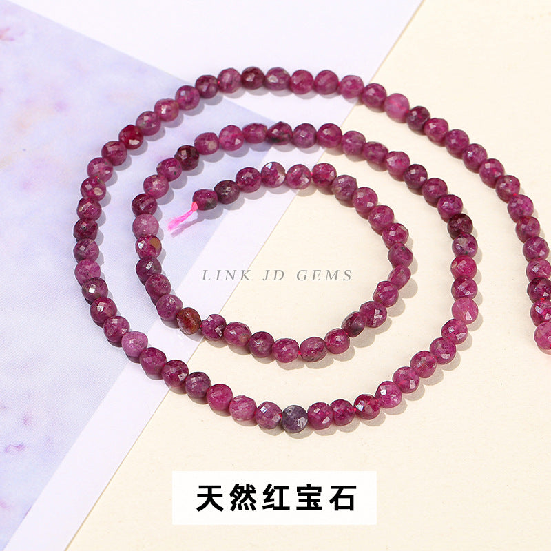 4Mm natural stone crystal cut round cake loose beads