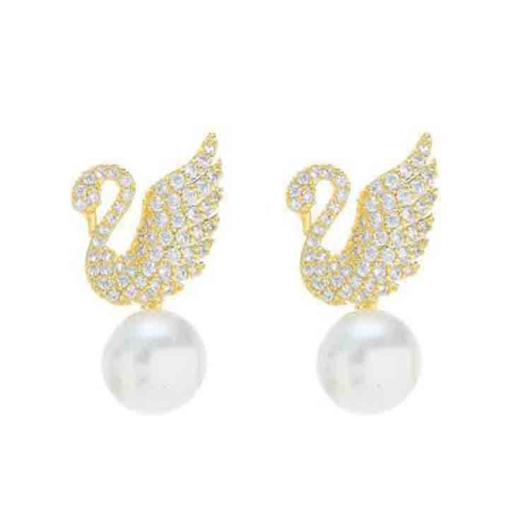 925 Sterling Silver Swan Pearl Earrings