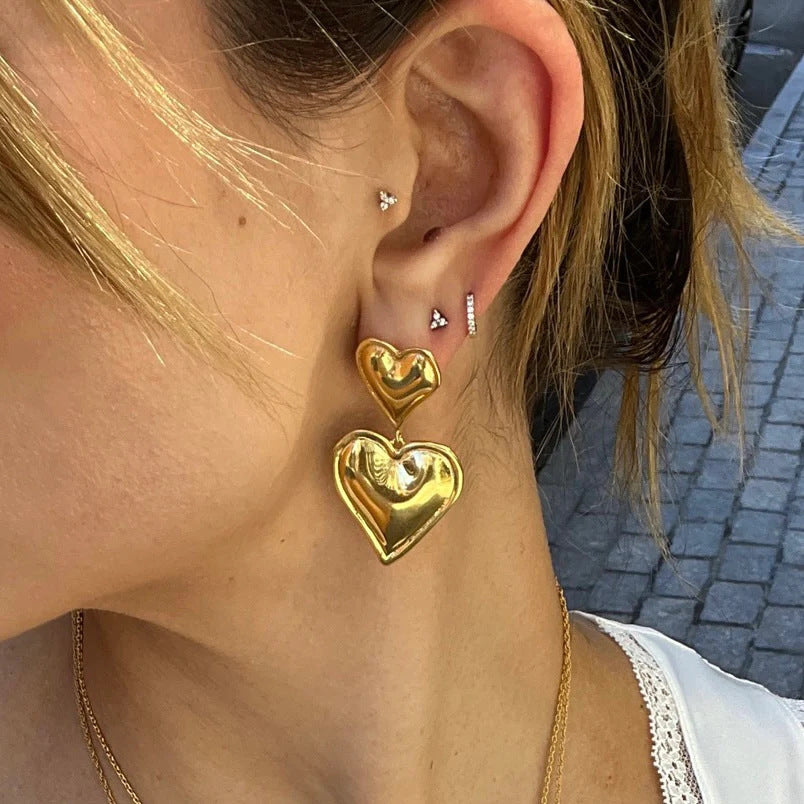 Women's metallic heart earrings