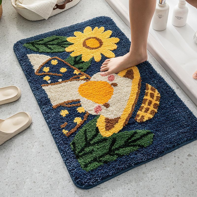 Cartoon Anti-Slip Mat, Absorbent Faux Wool Rug