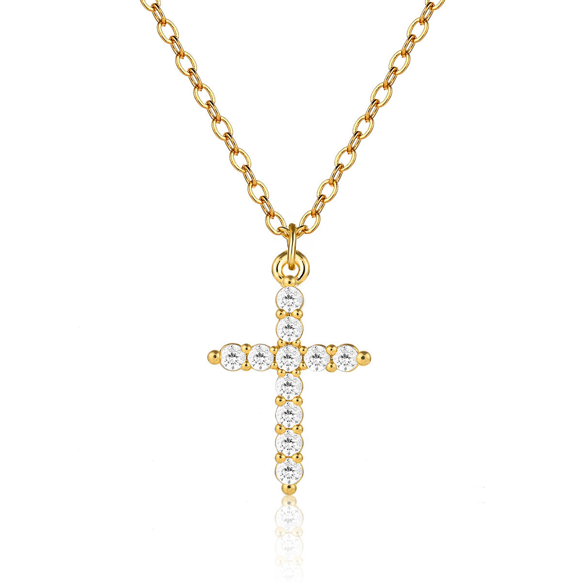 Full diamond cross clavicle necklace