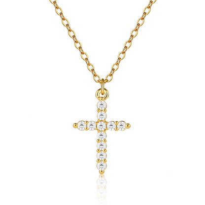 Full diamond cross clavicle necklace