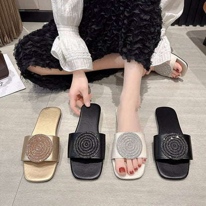 Circle Rhinestone Slippers