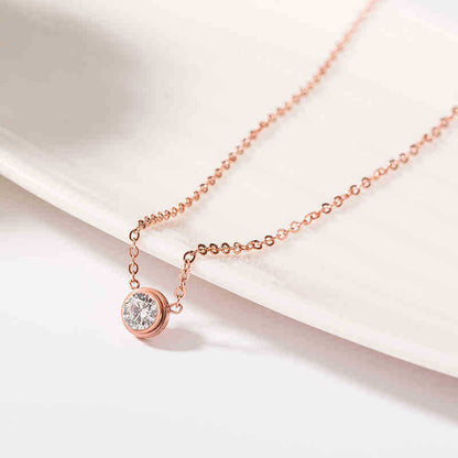 Single diamond zircon titanium steel necklace