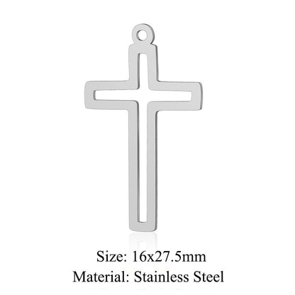 5 pcs/titanium steel hollow cross pendant.