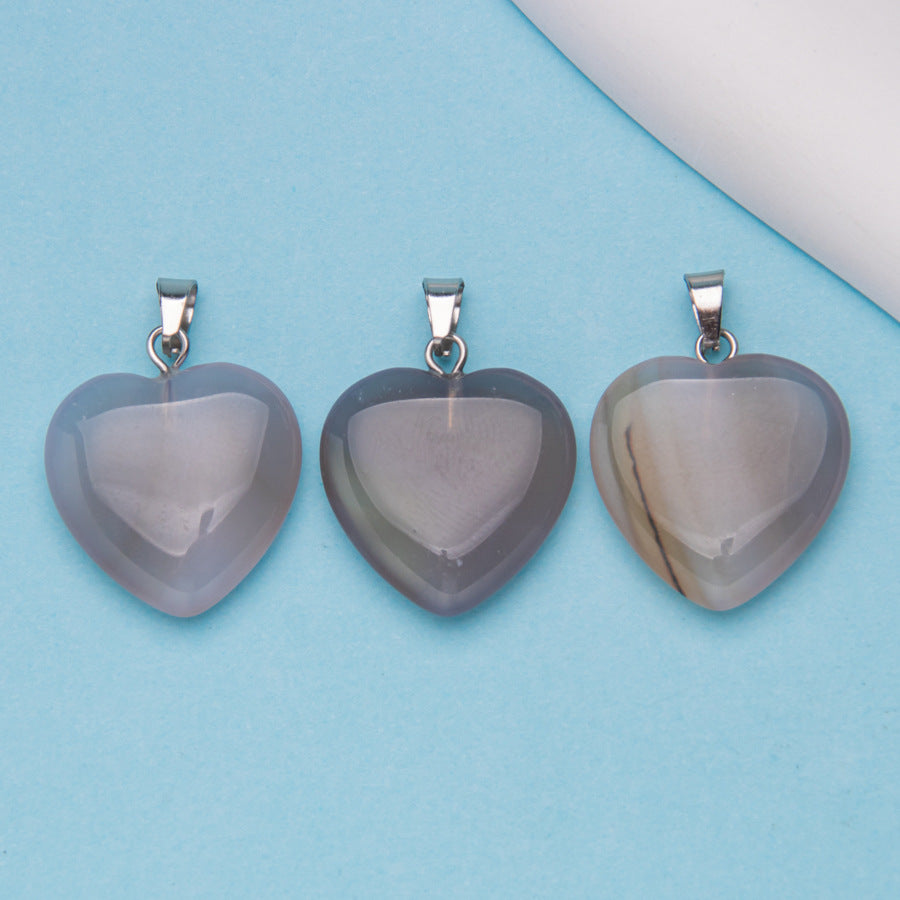 Natural stone peach heart shaped crystal agate pendant