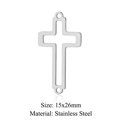 5 pcs/titanium steel hollow cross pendant.