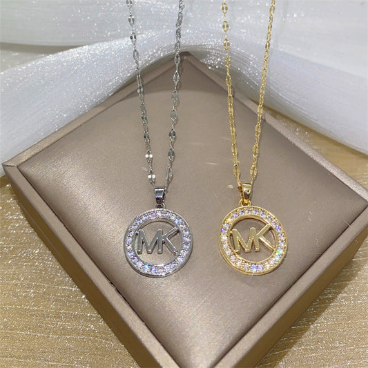 MK Letter Pendant Stainless Steel Necklace Wholesale