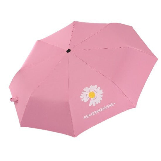 Automatic Daisy Umbrella 3-Fold Black Coated Sunshade