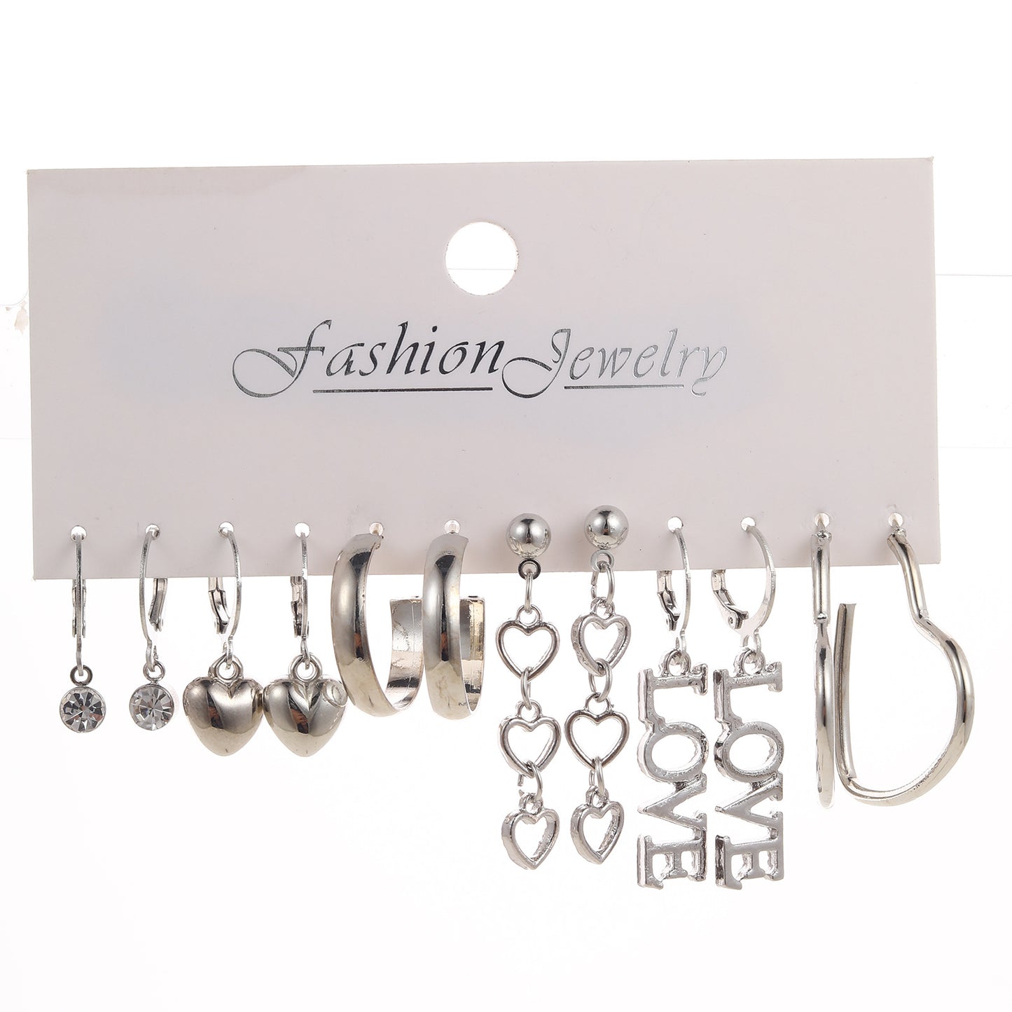 English letter love earrings set 6 pieces