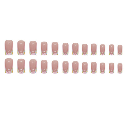 Aurora Glitter French Fake Nails