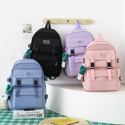 Student large capacity four-piece canvas school bag