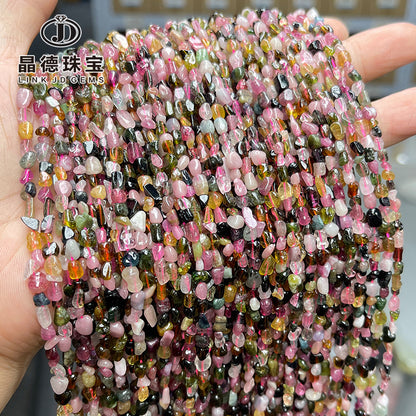 4-6Mm natural rainbow tourmaline gravel loose beads