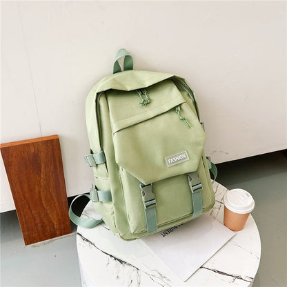 Solid color backpack Oxford cloth school bag