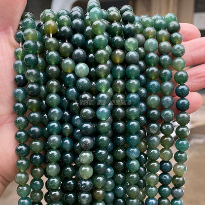 Pulsera de cuentas redondas de ágata verde con cuentas sueltas de ágata natural 5A 