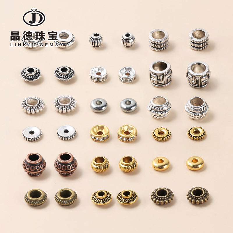 Tibetan silver zinc alloy disc with diamond bead spacer accessories