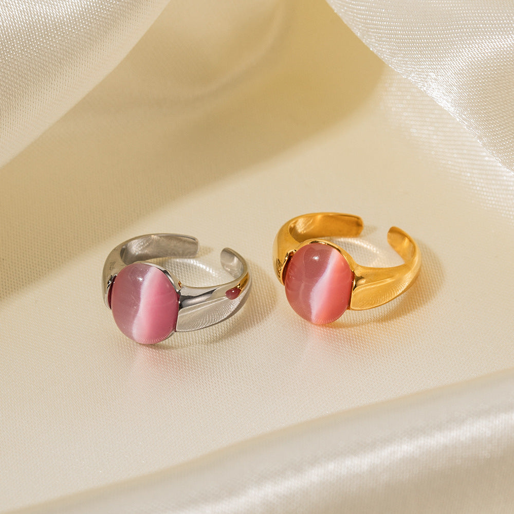 Pink Cat's Eye Ring