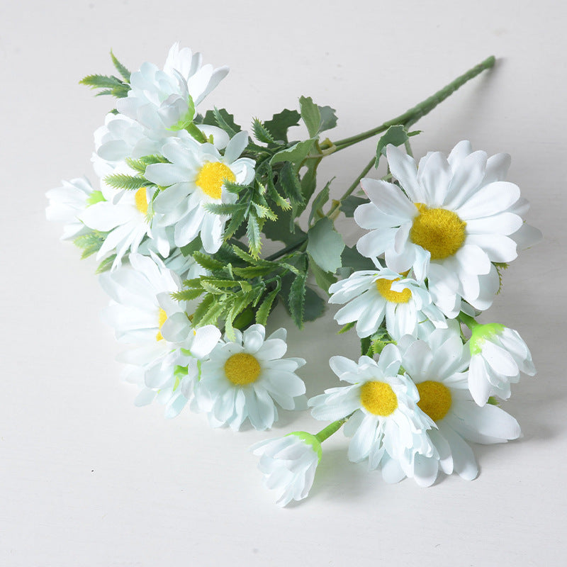 Ramo de flores de simulación, ramo pequeño de tela de seda de crisantemo solar 