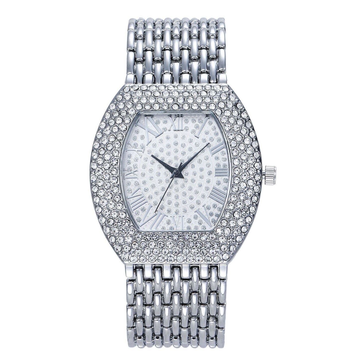 Steel Belt Diamond Barrel Ladies Watch