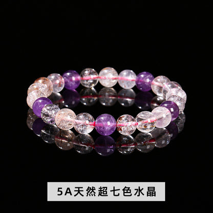 Pulsera Super Seven de cristal de fresa de mina antigua natural 