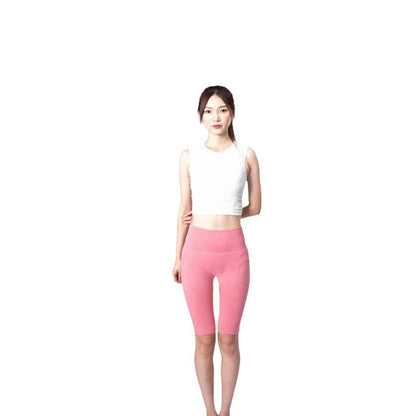 High waist peach hip fitness pants five-point pants yoga pants