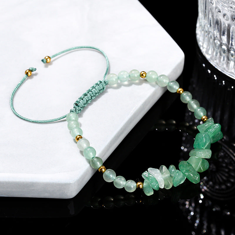 Natural green Dongling gravel woven bracelet