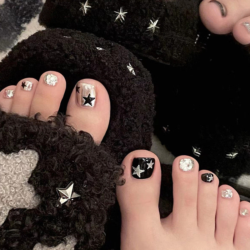 Bright Glitter Star Toe Nails