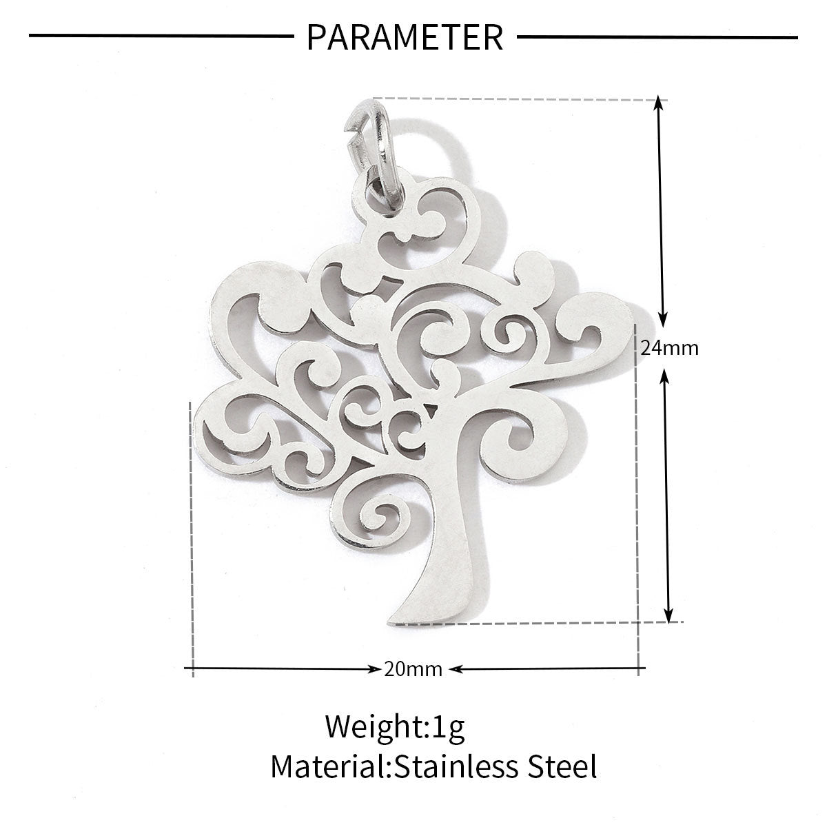 20 pcs/pack Flower Life Tree Titanium Steel DIY Pendant