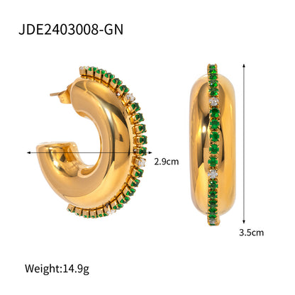 Pendientes de diamantes verdes de moda 