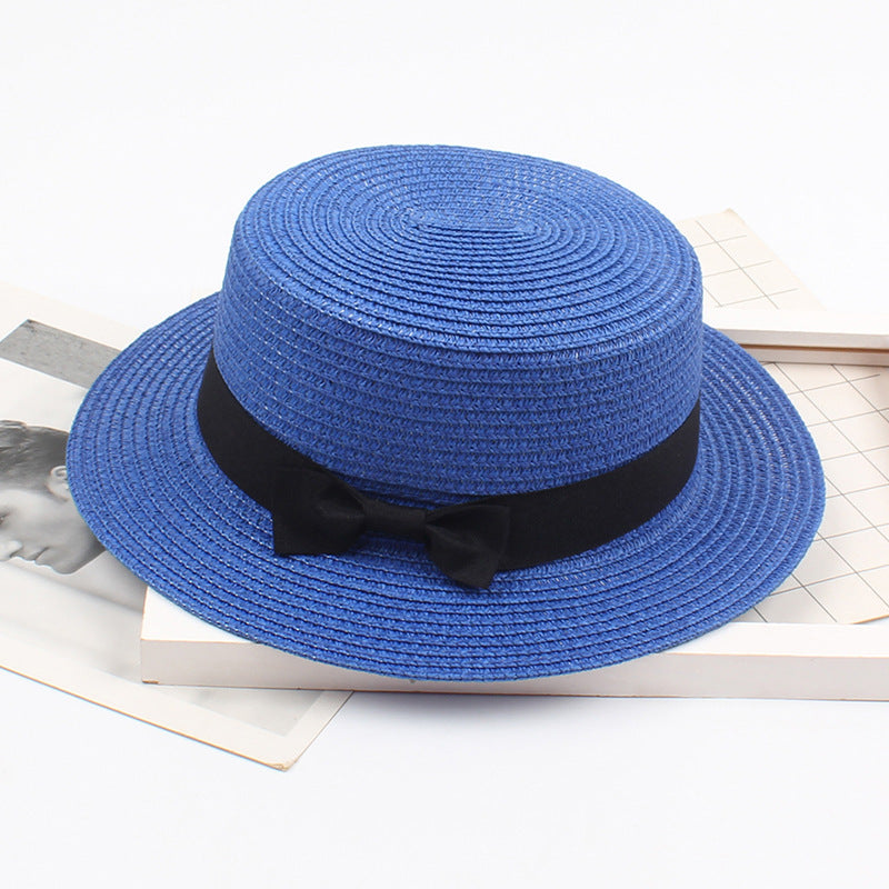 Sombrero de paja vintage coreano con lazo 