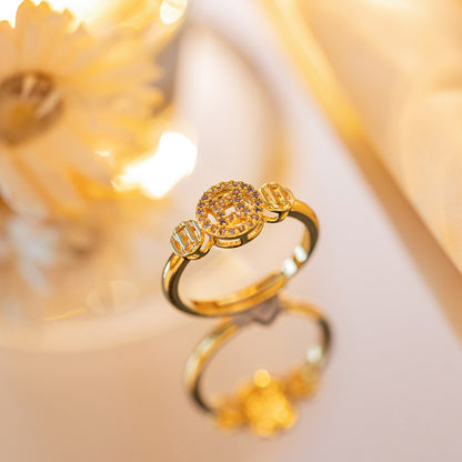 Real gold electroplated zircon ring.