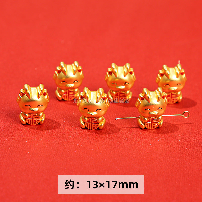 Ancient sand gold dragon year small accessories alloy