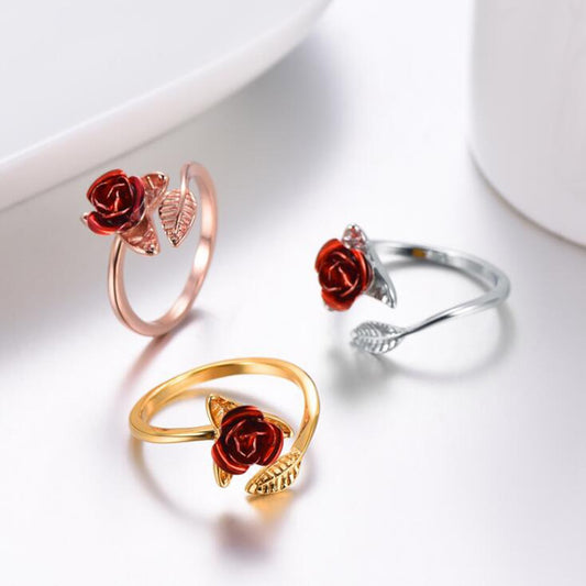 Alloy Adjustable Opening Rose Ring