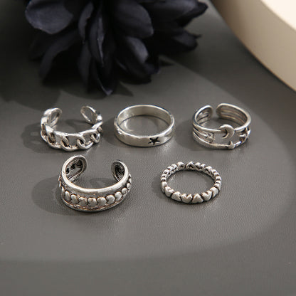 Five-pointed star ring set