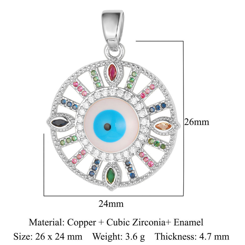 Copper zircon pendant evil eye blue eyes