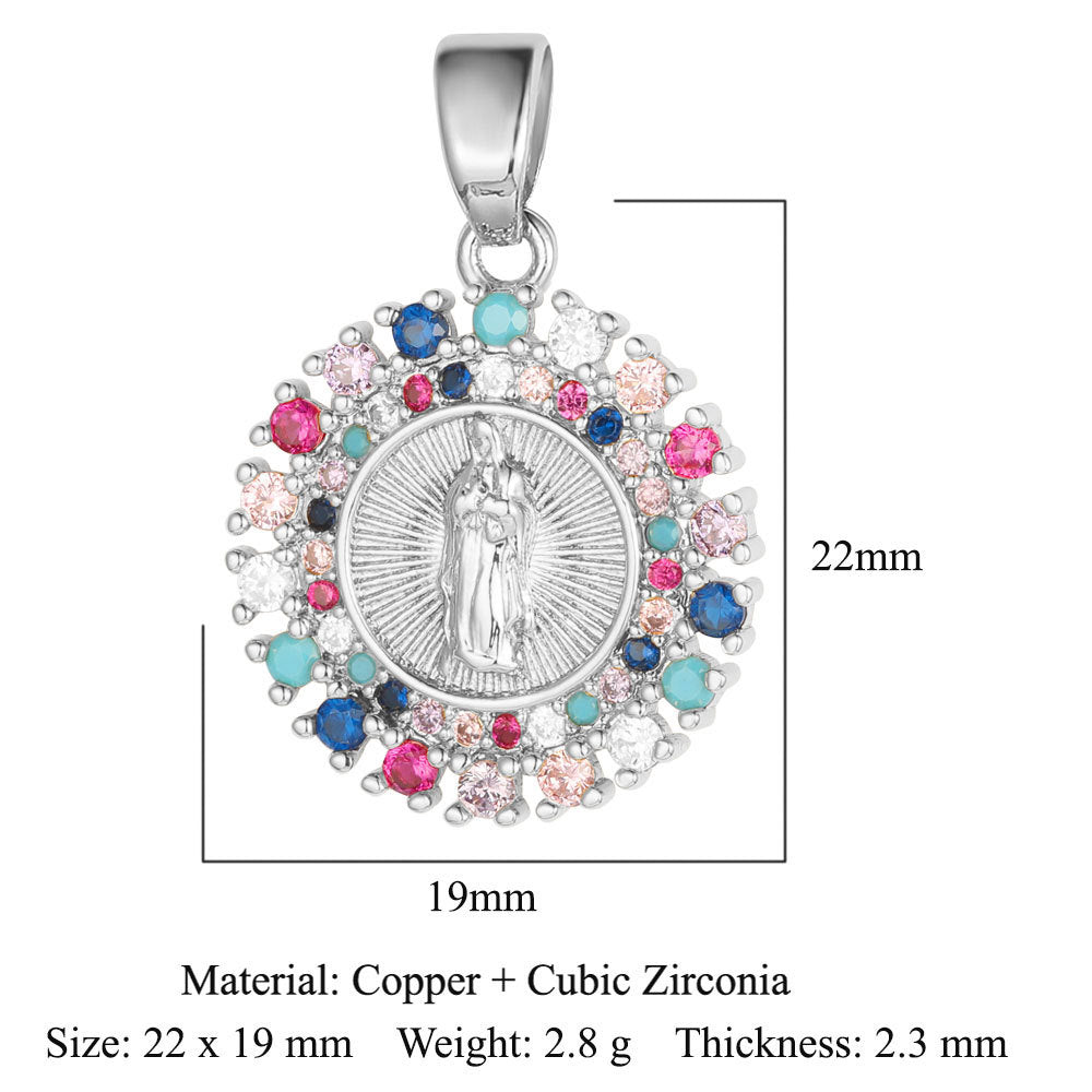 Copper zircon Virgin Mary pendant pendant