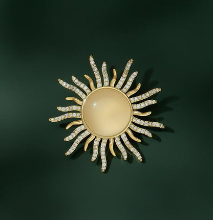 Flash Diamond Opal Sun Brooch