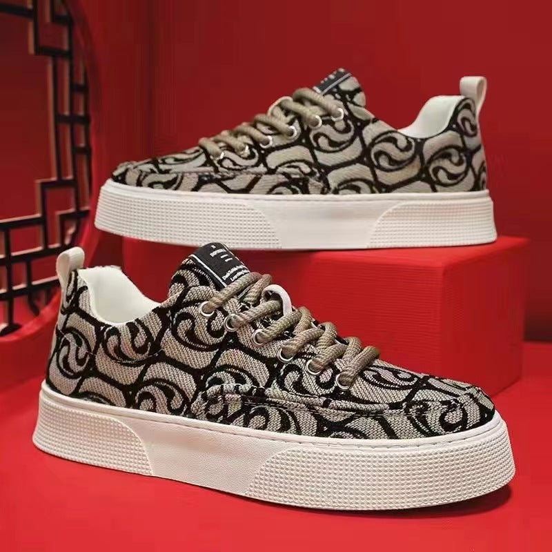 New Printed Embroidered Low-Top Sneakers