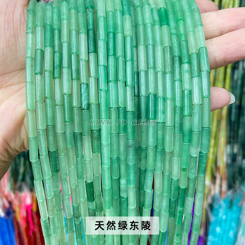 4 * 13 mm de cristal de polvo de ágata Dongling jade cuentas de tubo redondas cuentas sueltas 