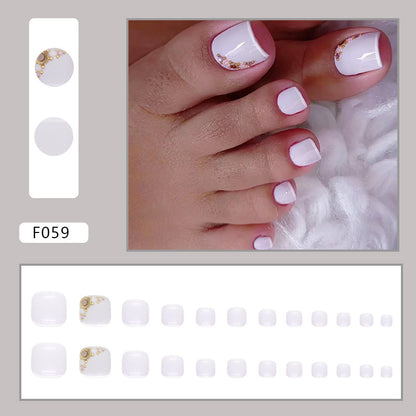 Uñas de los pies con purpurina de diamante francés 