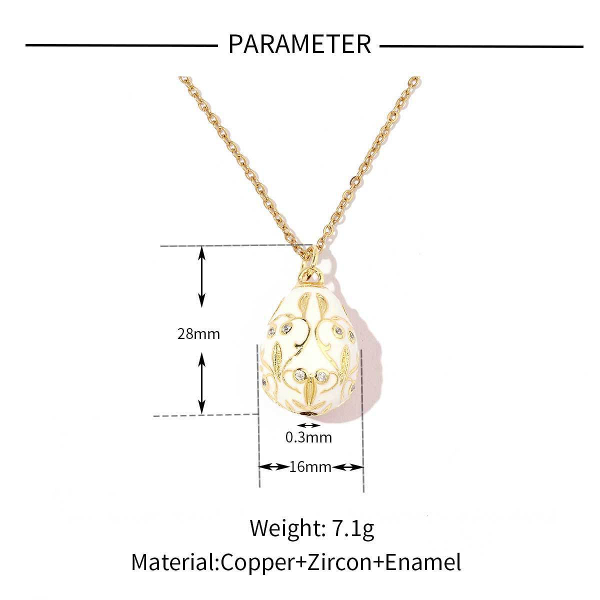 18K real gold color-preserving copper zircon Easter necklace pendant.