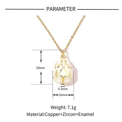 18K real gold color-preserving copper zircon Easter necklace pendant.