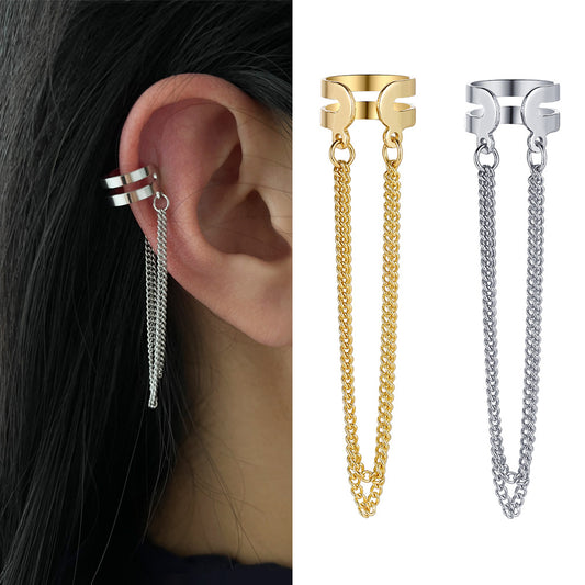 Double Metal Chain Tassel Earrings