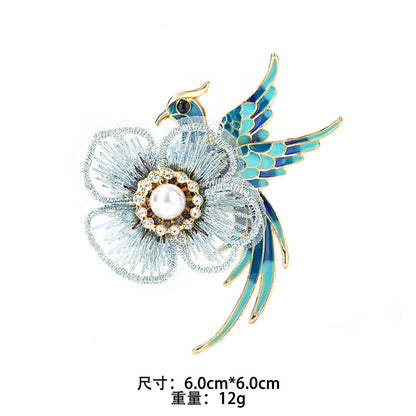 Pearl Enamel Phoenix Bird Pin