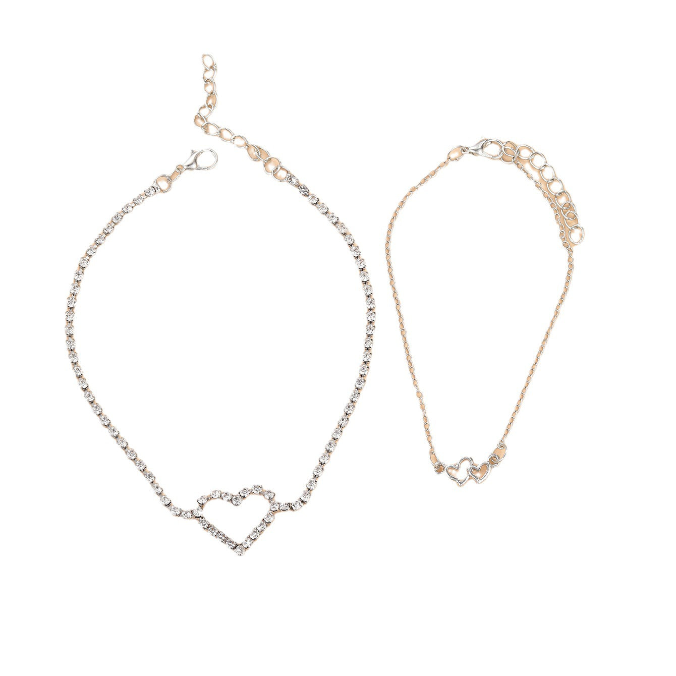 Double layer double heart anklet wholesale