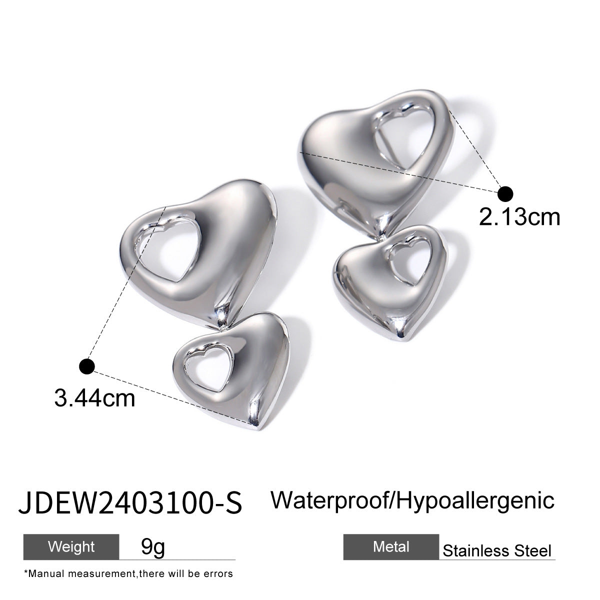 Double-layer heart hollow earrings