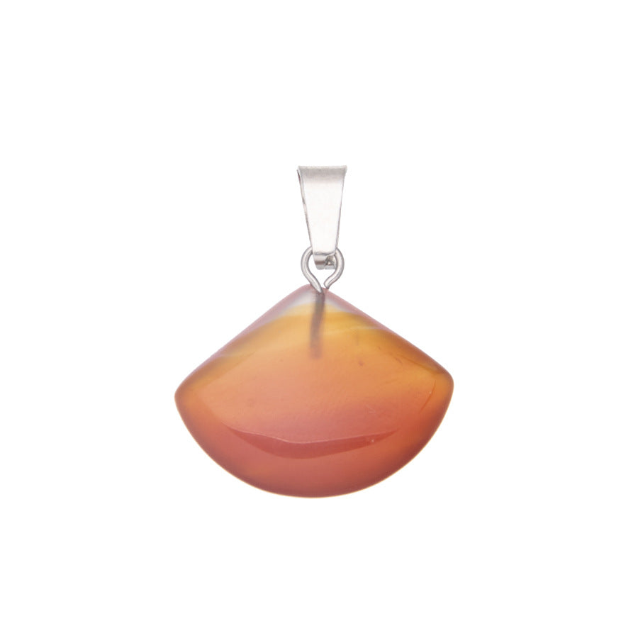 Natural Stone Triangle Scallop Crystal Pendant