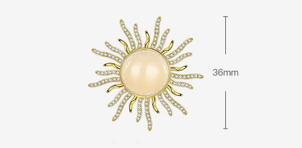 Flash Diamond Opal Sun Brooch